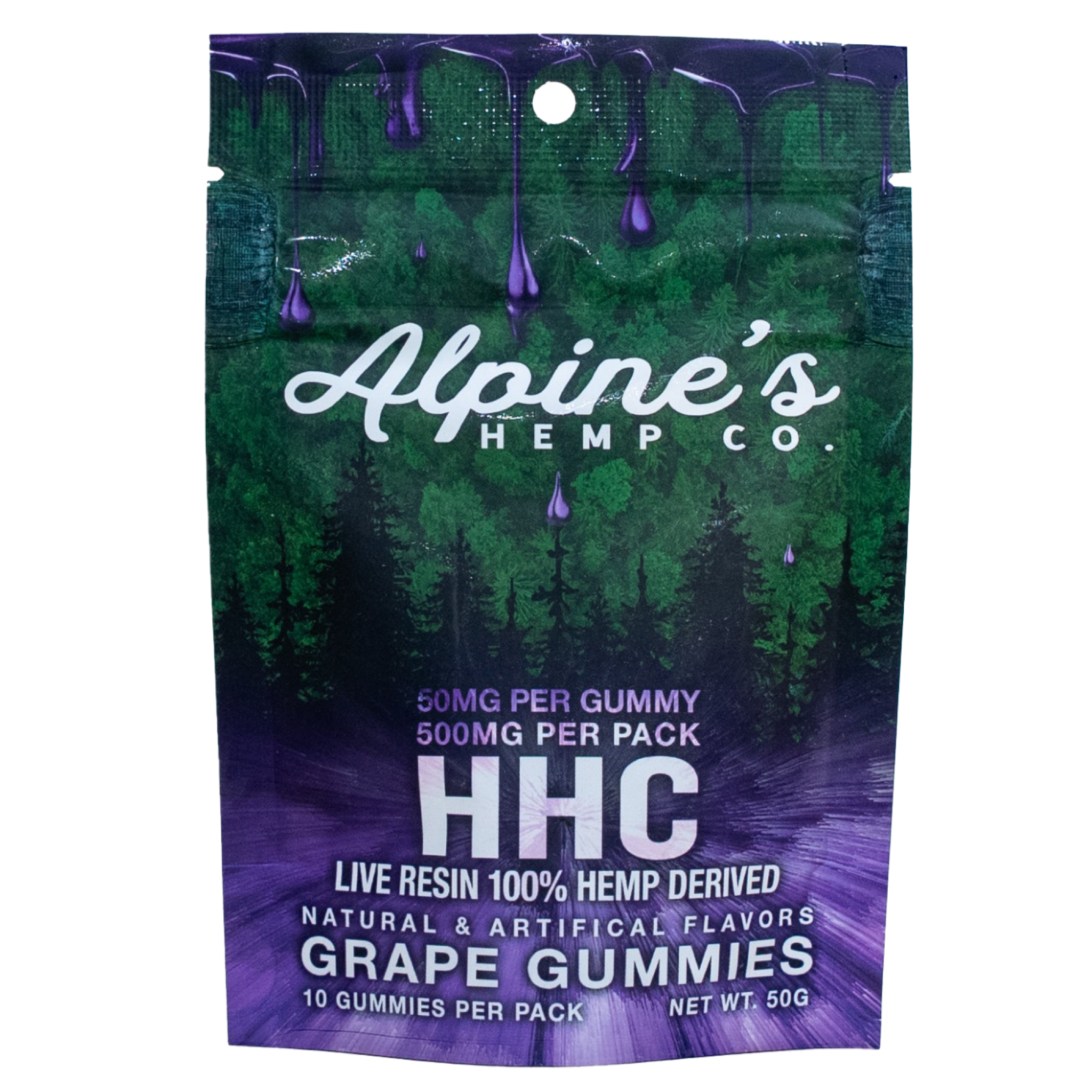 Grape Live Resin HHC Gummies Pack